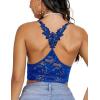 imageAvidlove Lace Bralettes for Women Padded Bralette Camisole Racerback Crop Top Floral Lace Bralettes V NeckNavy Blue