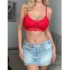 imageAvidlove Lace Bralettes for Women Padded Bralette Camisole Racerback Crop Top Floral Lace Bralettes V NeckRed