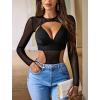 imageAvidlove Rave Outfits for Women Festival Sexy Lingerie Bodysuit Buckle Shrug Crop Top SetAblack