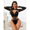 imageAvidlove Rave Outfits for Women Festival Sexy Lingerie Bodysuit Buckle Shrug Crop Top SetBlack Geometric