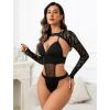 imageAvidlove Rave Outfits for Women Festival Sexy Lingerie Bodysuit Buckle Shrug Crop Top SetBlack Geometric