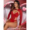 imageAvidlove Rave Outfits for Women Festival Sexy Lingerie Bodysuit Buckle Shrug Crop Top SetBred