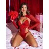 imageAvidlove Rave Outfits for Women Festival Sexy Lingerie Bodysuit Buckle Shrug Crop Top SetBred