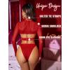 imageAvidlove Rave Outfits for Women Festival Sexy Lingerie Bodysuit Buckle Shrug Crop Top SetBred