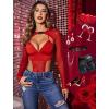imageAvidlove Rave Outfits for Women Festival Sexy Lingerie Bodysuit Buckle Shrug Crop Top SetBred