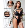 imageAvidlove Rave Outfits for Women Festival Sexy Lingerie Bodysuit Buckle Shrug Crop Top SetCamo