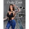 imageAvidlove Rave Outfits for Women Festival Sexy Lingerie Bodysuit Buckle Shrug Crop Top SetCamo