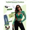 imageAvidlove Rave Outfits for Women Festival Sexy Lingerie Bodysuit Buckle Shrug Crop Top SetGreen