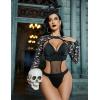 imageAvidlove Rave Outfits for Women Festival Sexy Lingerie Bodysuit Buckle Shrug Crop Top SetHalloween Black