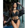 imageAvidlove Rave Outfits for Women Festival Sexy Lingerie Bodysuit Buckle Shrug Crop Top SetHalloween Black