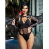 imageAvidlove Rave Outfits for Women Festival Sexy Lingerie Bodysuit Buckle Shrug Crop Top SetHalloween Black