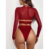 imageAvidlove Rave Outfits for Women Festival Sexy Lingerie Bodysuit Buckle Shrug Crop Top SetHot Red
