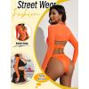 imageAvidlove Rave Outfits for Women Festival Sexy Lingerie Bodysuit Buckle Shrug Crop Top SetOrange