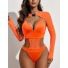 imageAvidlove Rave Outfits for Women Festival Sexy Lingerie Bodysuit Buckle Shrug Crop Top SetOrange