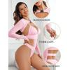 imageAvidlove Rave Outfits for Women Festival Sexy Lingerie Bodysuit Buckle Shrug Crop Top SetPink