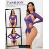 imageAvidlove Rave Outfits for Women Festival Sexy Lingerie Bodysuit Buckle Shrug Crop Top SetPurple