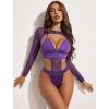 imageAvidlove Rave Outfits for Women Festival Sexy Lingerie Bodysuit Buckle Shrug Crop Top SetPurple