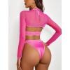 imageAvidlove Rave Outfits for Women Festival Sexy Lingerie Bodysuit Buckle Shrug Crop Top SetRose Red