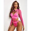 imageAvidlove Rave Outfits for Women Festival Sexy Lingerie Bodysuit Buckle Shrug Crop Top SetRose Red