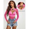 imageAvidlove Rave Outfits for Women Festival Sexy Lingerie Bodysuit Buckle Shrug Crop Top SetRose Red