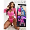 imageAvidlove Rave Outfits for Women Festival Sexy Lingerie Bodysuit Buckle Shrug Crop Top SetRose Red