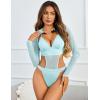 imageAvidlove Rave Outfits for Women Festival Sexy Lingerie Bodysuit Buckle Shrug Crop Top SetSky Blue