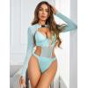 imageAvidlove Rave Outfits for Women Festival Sexy Lingerie Bodysuit Buckle Shrug Crop Top SetSky Blue