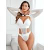 imageAvidlove Rave Outfits for Women Festival Sexy Lingerie Bodysuit Buckle Shrug Crop Top SetWhite