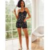 imageAvidlove Women Cami Pajama Set Modal Sleepwear Lace Trim Short PJ Set with ShortsBlack Gold Chain