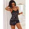imageAvidlove Women Cami Pajama Set Modal Sleepwear Lace Trim Short PJ Set with ShortsBlack Gold Chain