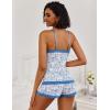 imageAvidlove Women Cami Pajama Set Modal Sleepwear Lace Trim Short PJ Set with ShortsBlue Flowers