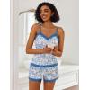 imageAvidlove Women Cami Pajama Set Modal Sleepwear Lace Trim Short PJ Set with ShortsBlue Flowers