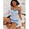 imageAvidlove Women Cami Pajama Set Modal Sleepwear Lace Trim Short PJ Set with ShortsBlue Flowers