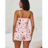 imageAvidlove Women Cami Pajama Set Modal Sleepwear Lace Trim Short PJ Set with ShortsFlower Love Heart