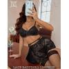 imageAvidlove Women Lingerie Set Sexy Teddy Lingerie 4 Piece Bralette and Panty with Lace SkirtBlack
