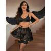imageAvidlove Women Lingerie Set Sexy Teddy Lingerie 4 Piece Bralette and Panty with Lace SkirtBlack
