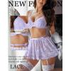 imageAvidlove Women Lingerie Set Sexy Teddy Lingerie 4 Piece Bralette and Panty with Lace SkirtLilac