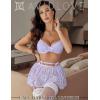 imageAvidlove Women Lingerie Set Sexy Teddy Lingerie 4 Piece Bralette and Panty with Lace SkirtLilac