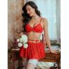 imageAvidlove Women Lingerie Set Sexy Teddy Lingerie 4 Piece Bralette and Panty with Lace SkirtRed