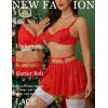 imageAvidlove Women Lingerie Set Sexy Teddy Lingerie 4 Piece Bralette and Panty with Lace SkirtRed