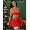 imageAvidlove Women Lingerie Set Sexy Teddy Lingerie 4 Piece Bralette and Panty with Lace SkirtRed