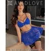 imageAvidlove Women Lingerie Set Sexy Teddy Lingerie 4 Piece Bralette and Panty with Lace SkirtSky Blue