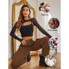 imageAvidlove Women Sexy Long Sleeve Mesh Crop Top Solid Cover Up with Spaghetti Strap Cami Top 2 Pieces Clubwear with Thumb HolesA Black