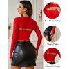 imageAvidlove Women Sexy Long Sleeve Mesh Crop Top Solid Cover Up with Spaghetti Strap Cami Top 2 Pieces Clubwear with Thumb HolesA Red