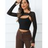 imageAvidlove Women Sexy Long Sleeve Mesh Crop Top Solid Cover Up with Spaghetti Strap Cami Top 2 Pieces Clubwear with Thumb HolesBlack Pattern 1