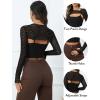 imageAvidlove Women Sexy Long Sleeve Mesh Crop Top Solid Cover Up with Spaghetti Strap Cami Top 2 Pieces Clubwear with Thumb HolesBlack Pattern 1