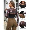 imageAvidlove Women Sexy Long Sleeve Mesh Crop Top Solid Cover Up with Spaghetti Strap Cami Top 2 Pieces Clubwear with Thumb HolesBlack Pattern 2
