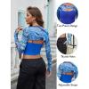 imageAvidlove Women Sexy Long Sleeve Mesh Crop Top Solid Cover Up with Spaghetti Strap Cami Top 2 Pieces Clubwear with Thumb HolesBlue Pattern 1