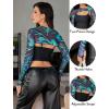 imageAvidlove Women Sexy Long Sleeve Mesh Crop Top Solid Cover Up with Spaghetti Strap Cami Top 2 Pieces Clubwear with Thumb HolesBlue Tie Dye