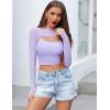 imageAvidlove Women Sexy Long Sleeve Mesh Crop Top Solid Cover Up with Spaghetti Strap Cami Top 2 Pieces Clubwear with Thumb HolesLilac